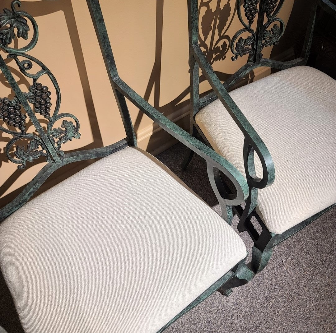 indoor outdoor green metal chairs