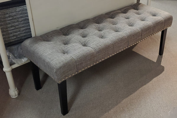Grey Tufted Bench