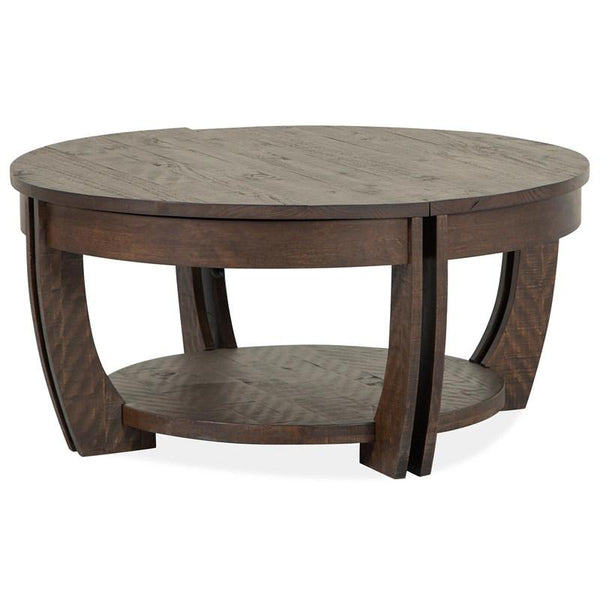 38" Round Lift Top Storage Cocktail Table Set With 25" End Tables