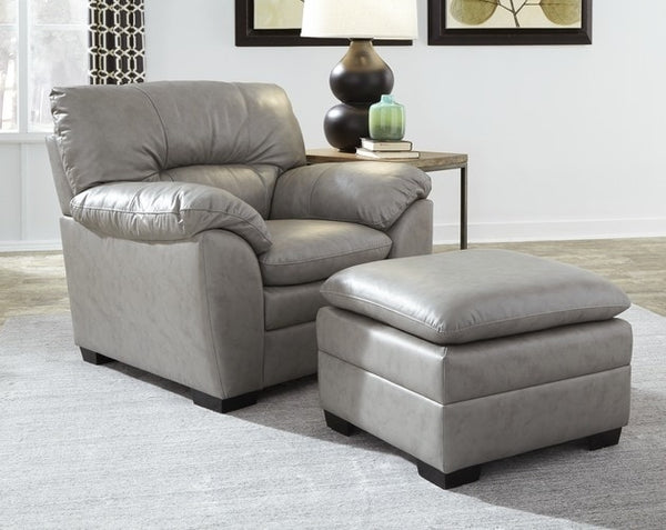 Amisk-Palliser-grey-leather-chair-ottoman-living-room-setting