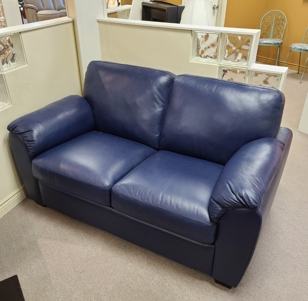 lanza-palliser-blue-leather-loveseat-product-image-in-wilson-furniture-showroom