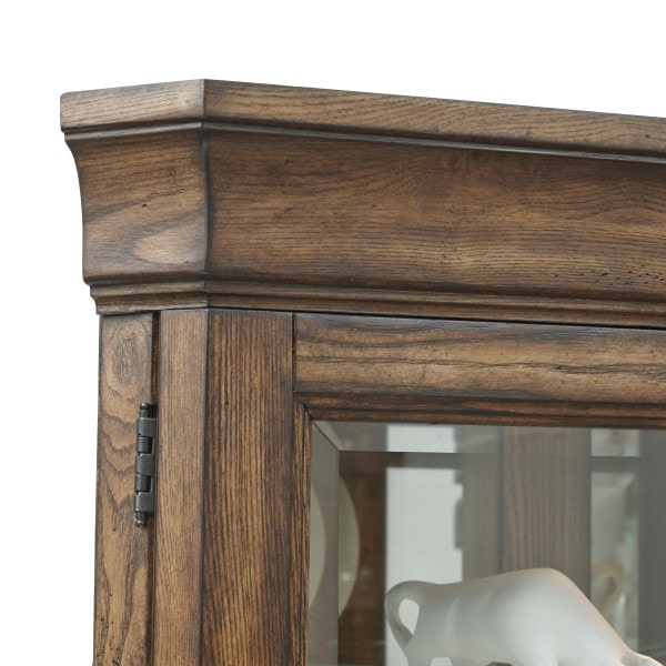 Oak Brown Corner Curio Cabinet